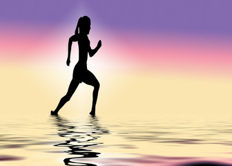 a rummer running along water