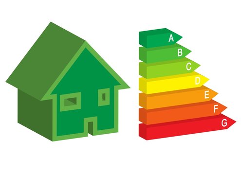 maison et code couleur energie en 3D - Powered by Adobe