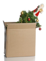 christmas tree packed up in a box - no christmas this year