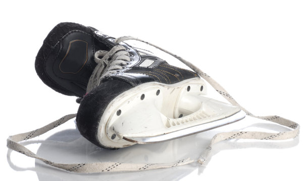 black mens hockey skate isolated on white background