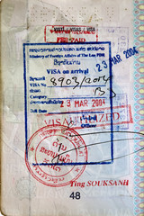 Italian passport. Laos entry visa