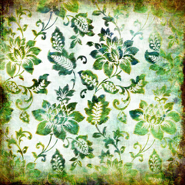 vintage green floral paper