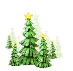 Whimsical  christmas trees against a white background