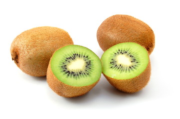 healthy green kiwi fruit isolated on white background