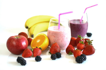 Smoothie and fresh fruits