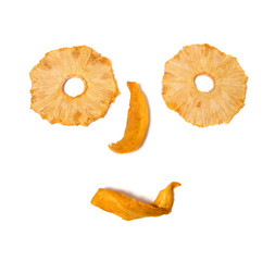 human face imitation with dried fruits