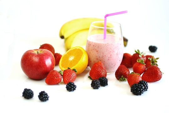 Smoothie and fresh fruits