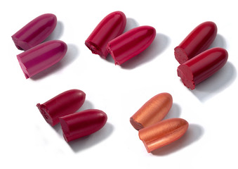 isolated over white lipsticks bullets