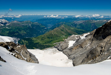 Wide angle view from Jungfraujoch. Switzerland.