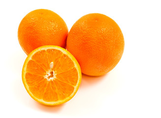 Isolated oranges fruits on the white background