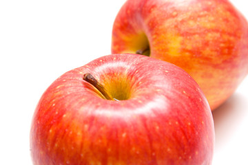 Fragment of red apples on the white background. Isolated.