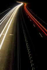 A shot of a highway at night