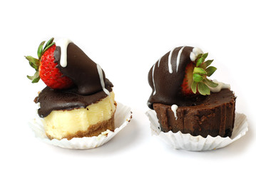 Cakes with chocolate dipped strawberry isolated