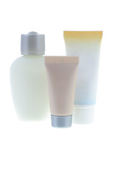 Comestic products on white background