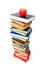 Back to school concept with books and apple