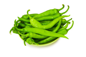 Green peppers isolated on the white background