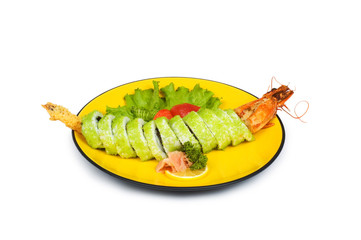 Sushi and crab isolated on the white background