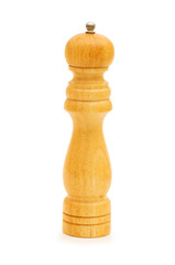 Wooden pepper mill isolated on the white