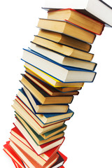 Stack of books isolated on the white background