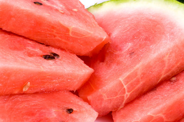 Background of brightly lwatermelon slices..