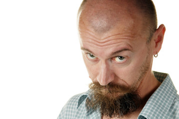 Confidential male model, studio shot, isolated over white