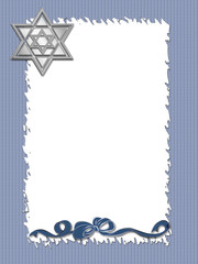 Blue striped Hanukkah frame with silver Star of David