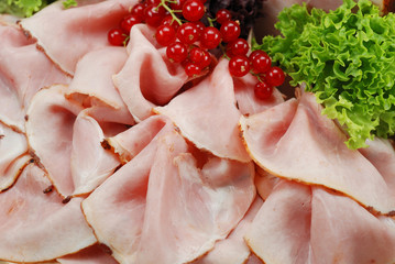 Folded sliced ham