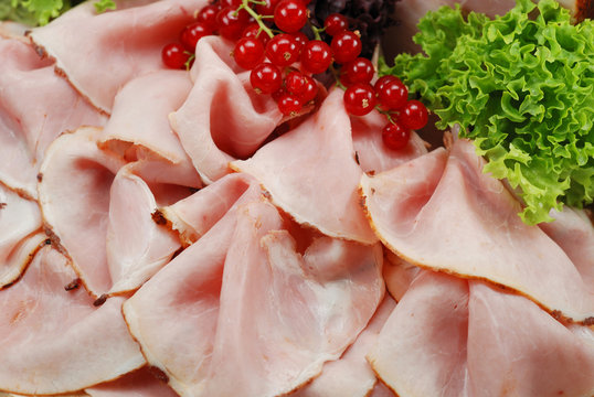 Folded sliced ham