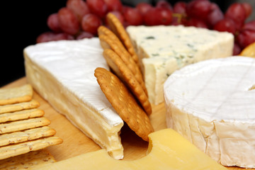 Closeup of cheese platter