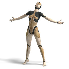 Sexy female android or robot.With Clipping Path