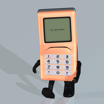 A multicolored cell phone with arms and legs.Image contains a Cl