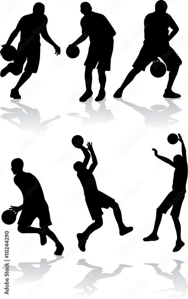 Wall mural vector sport silhouettes of basketball player