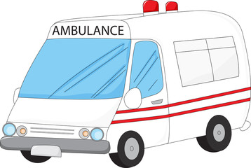 illustration of a white ambulance isolated on white