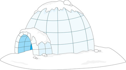 illustration of a single isolated igloo on white