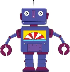 Fotobehang illustratie van een robot met een meter op zijn borst © GraphicsRF