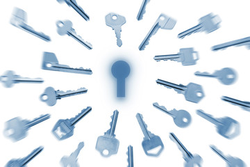 Arrangement of Keys in Blue Tone