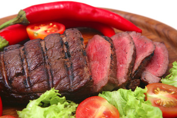 grilled beef meat steak and vegetables