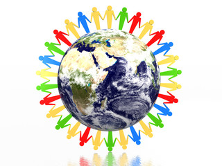 world partnership 3d illustration isolated in white background