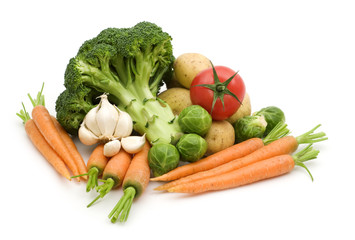 fresh vegetables on white background