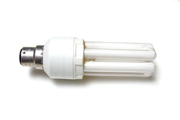 Engergy saving flourecent lightbulb  on a white background