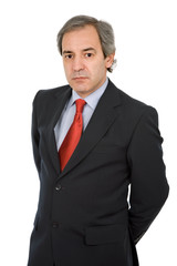 mature business man portrait in white background