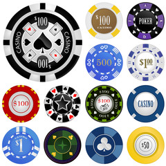 gambling chips vector set