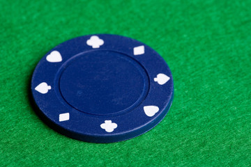 A low value blue poker chip