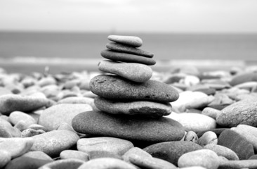 Pebble stack outdoors