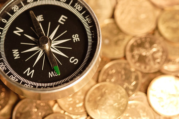 Compass and coins