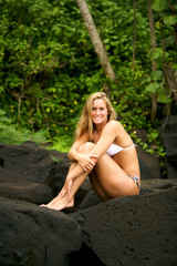 beautiful blond happy in nature