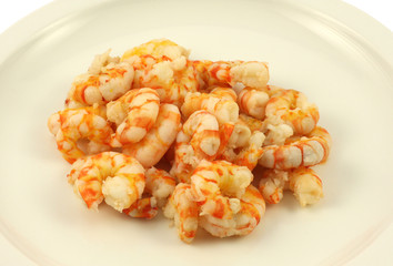 Boiled shrimps on plate