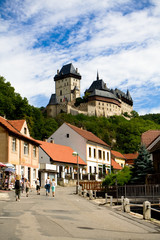 Obraz premium Karlstein castle and streen of old town
