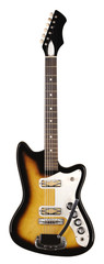 A vintage electric guitar on a white background.