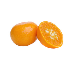 cut and whole oranges with clipping path